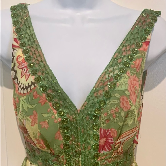 NWT Bisou Bisou green/yellow embellished size small top. - Picture 7 of 7